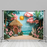 Lofaris Tropical House Coconut Tree Surfboards Summer Backdrop
